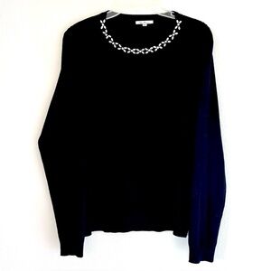 Vila Milano for Sioni Black Sweater with Embellished Neckline